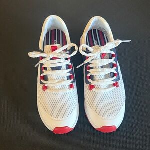 OluKai White Mesh Athletic Sneakers with Red & Navy Details